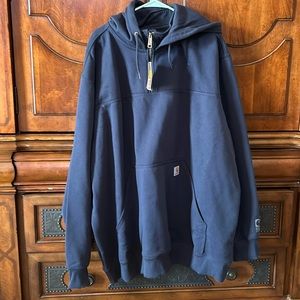 Men's Carhartt navy sweatshirt jacket 3/4 zip heavy size 3XL tall